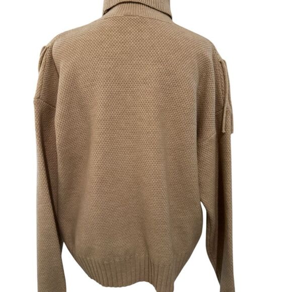 Grace + Karma Tan Turtleneck Sweater with Fringe Detail - Picture 3 of 7